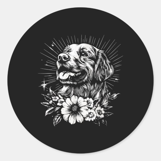 Tattoo Style Lover Golden Retriever Retriever Retr Runder Aufkleber (Vorderseite)