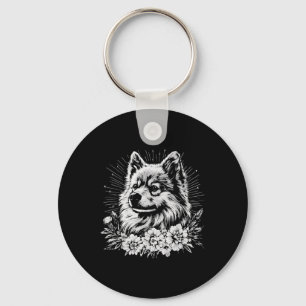 Tattoo Style Lover Keeshond Retro Dog Schlüsselanhänger