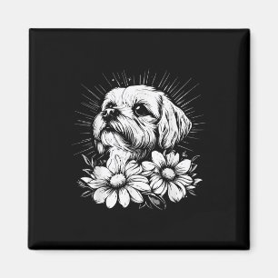 Tattoo Style Lover Maltese Retro Dog _1 Magnet
