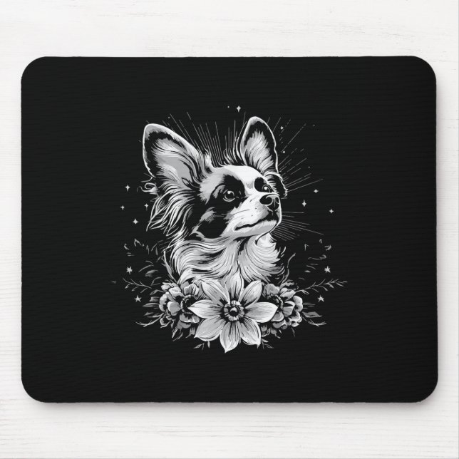 Tattoo Style Lover Papillon Retro Dog Mousepad (Vorne)