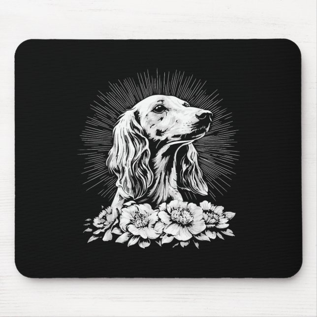 Tattoo Style Lover Saluki Retro Dog Mousepad (Vorne)