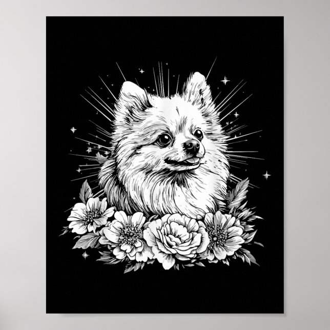 Tattoo Style Lover Spitz Retro Dog Poster (Vorne)