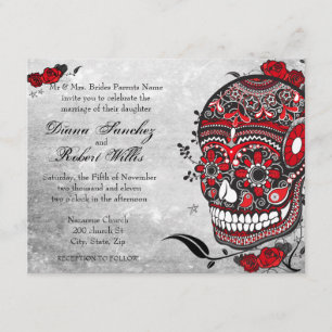 Tattoo Style Muerte Skull und Schnörkel laden ein Einladung