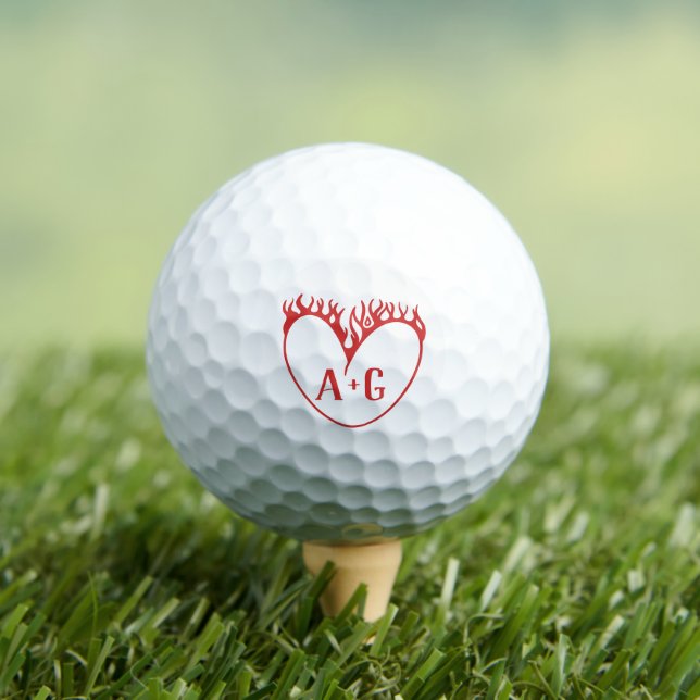 Tattoo Style Red Heart Custom 2 Initials Valentine Golfball (Insitu T-Shirt)