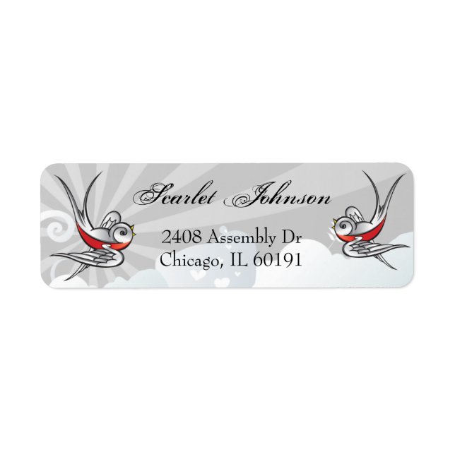 Tattoo Swallows and Scroll Urban Address Labels (Vorne)