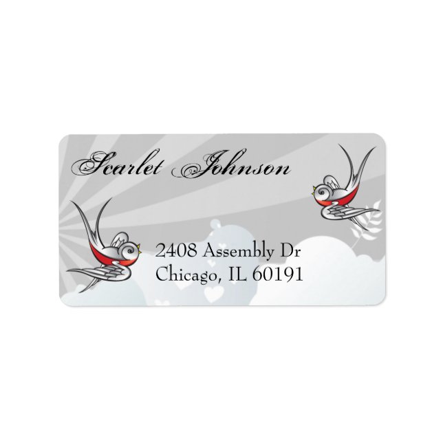 Tattoo Swallows and Scroll Urban Address Labels Adressaufkleber (Vorne)