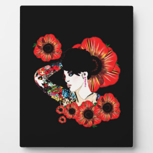 Tattoo Tintenfisch unter Mohn Blume Kunst von Leah Fotoplatte