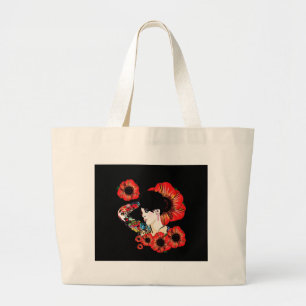 Tattoo Tintenfisch unter Mohn Blume Kunst von Leah Jumbo Stoffbeutel