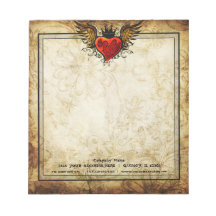 Tattoo Wonged Heart Distressed Vintag Notepad
