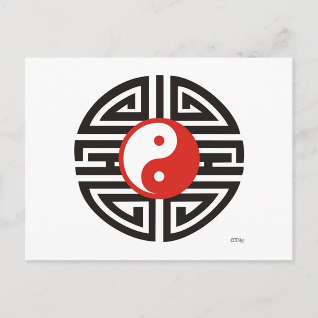 Tattoo Yin & Yang Postkarte (Vorderseite)