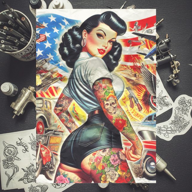 Tattooed American Button-up Seidenpapier (Von Creator hochgeladen)