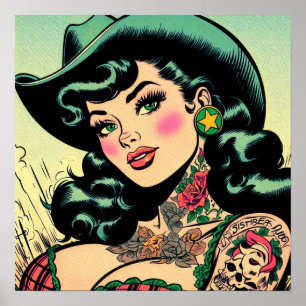 Tattooed Cowgirl Poster