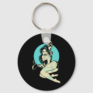 Tattooed Goth Button-up Girl Horror Ghost Moon Roc Schlüsselanhänger