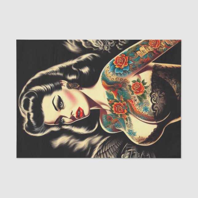 Tattooed Goth Button-up Seidenpapier (Vorderseite)