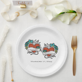 Tattooed Hearts, Tattoo Graphic Wedding Pappteller