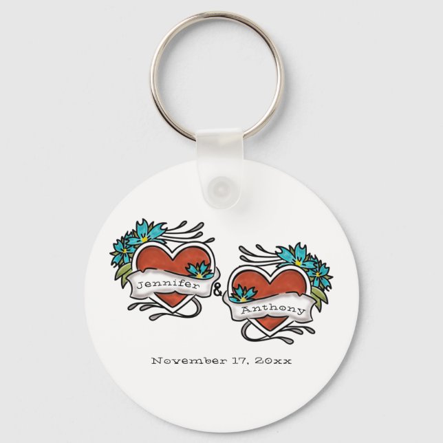 Tattooed Hearts, Tattoo Graphic Wedding Schlüsselanhänger (Vorderseite)