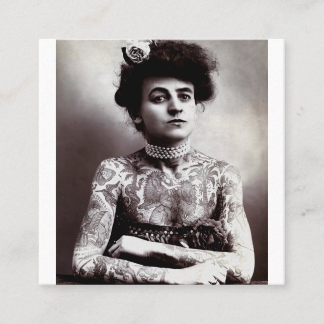 Tattooed Lady Maud Wagner 1907 Vintag Quadratische Visitenkarte (Vorderseite)