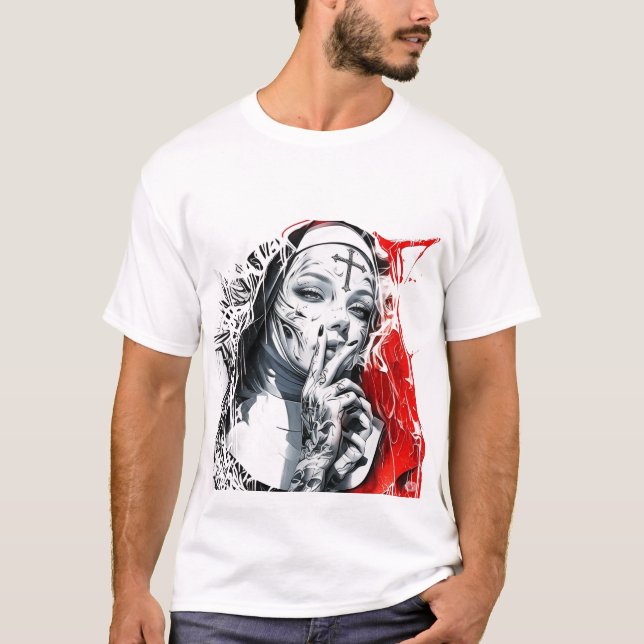 Tattooed Nun Graffiti Art  T-Shirt (Vorderseite)