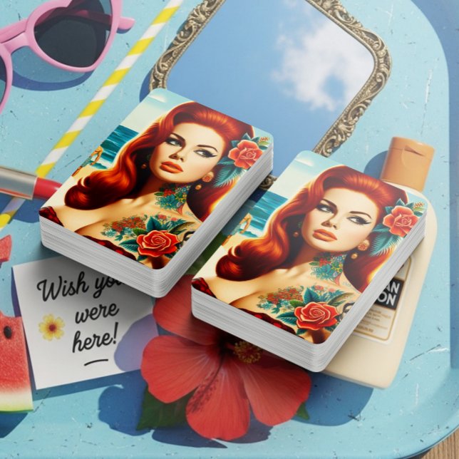 Tattooed Redhead Pin-up Spielkarten (Von Creator hochgeladen)
