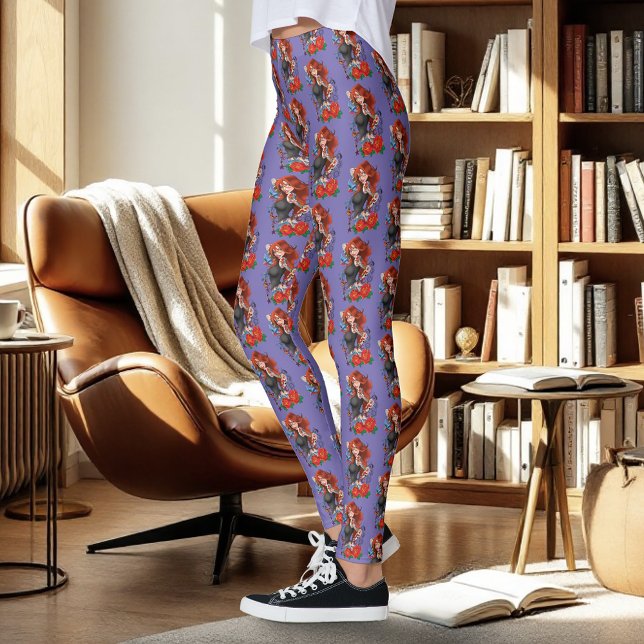 Tattooed Redhead Woman Sleeves Purple Leggings (Von Creator hochgeladen)