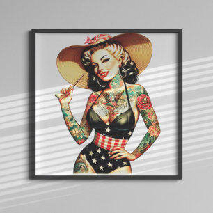 Tattooed Swimsuit Button-up Poster