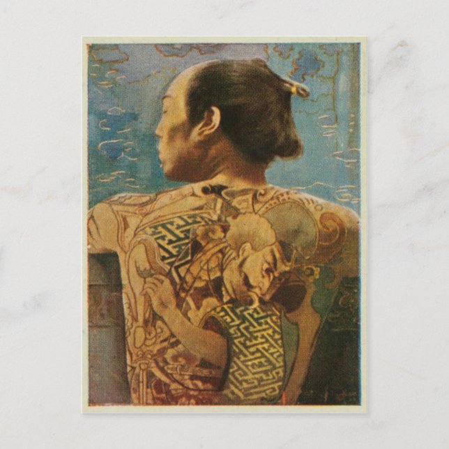 Tattooid Man aus Japan der 1920er Jahre Postkarte (Vorderseite)