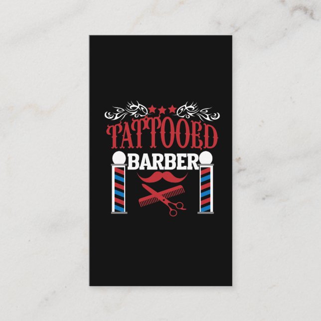 Tattooische Barberschere mit gebackenem Friseur Ta Visitenkarte (Vorderseite)