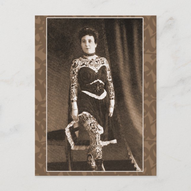 Tattooische Dame auf Karten, Postkarten (Vorderseite)