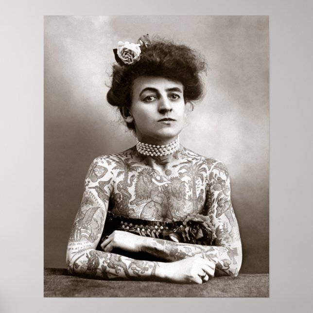 Tattooische Lady, 1907. Vintages Foto Poster (Vorne)