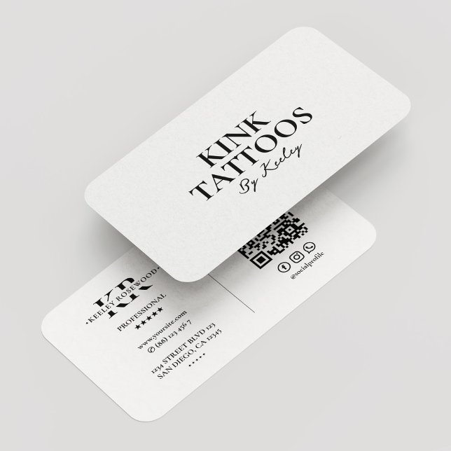 Tattooist Minimal Script Tattoo Artist White Visitenkarte (Tattooist Minimal Script Tattoo Artist White Business Card
)