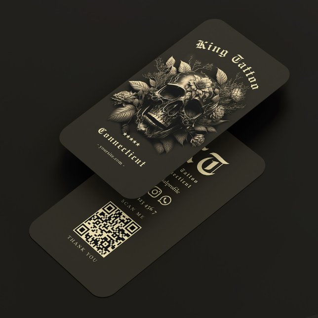 Tattooistin Goth Skull Modern Visitenkarte (Tattoo Artist Tattooist Goth Skull Modern Business Card
)