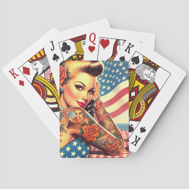 Tattooot-Amerikanerin Spielkarten (Rückseite)