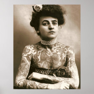 Tattooot mit Perlen, Viktorianisches Lady Poster