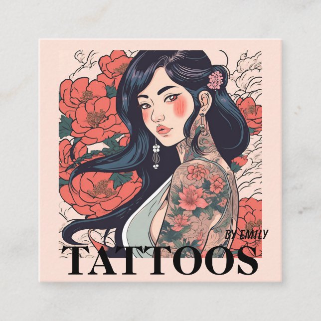 Tattoos Artist Graphic Business Card Quadratische Visitenkarte (Vorderseite)
