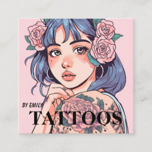 Tattoos Artist Graphic Business Card Quadratische Visitenkarte