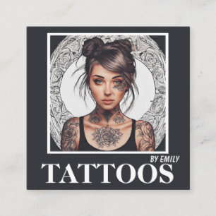 Tattoos Artist Graphic Business Card Quadratische Visitenkarte