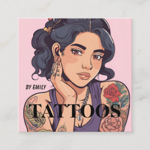 Tattoos Artist Graphic Business Card Quadratische Visitenkarte