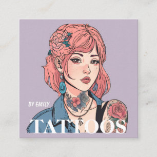 Tattoos Artist Graphic Business Card Quadratische Visitenkarte