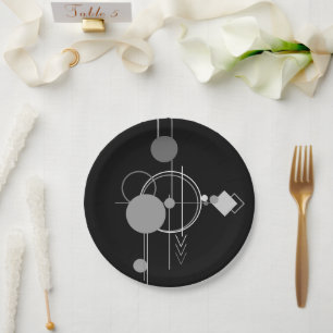Tattoos Modernes Art Deco   Monochrom-Minimalismus Pappteller
