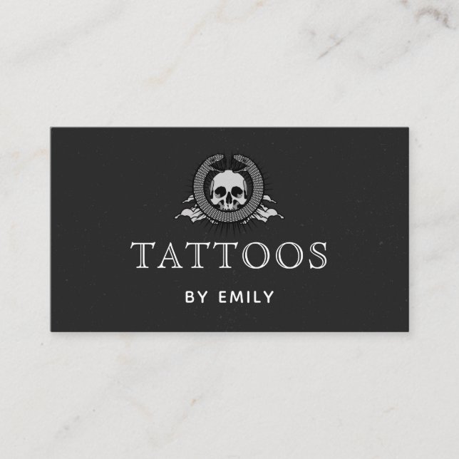 Tattoos nach Ihrem Namen einfach schwarz-weiß goti Visitenkarte (Vorderseite)