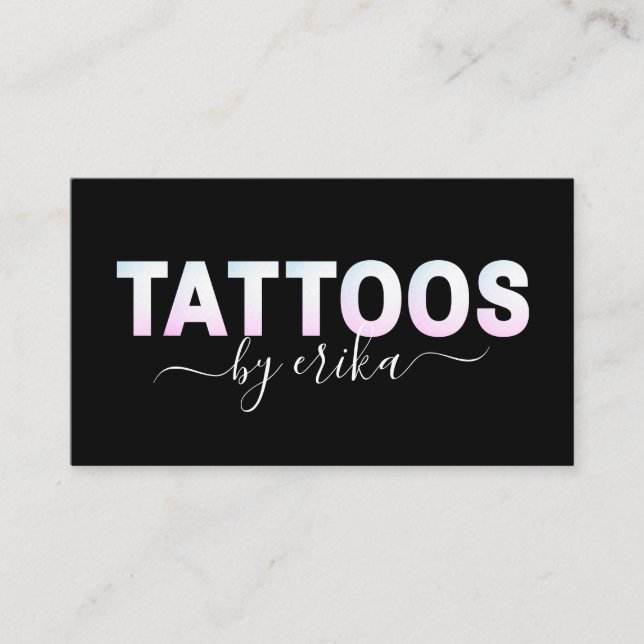 Tattoos Ombre Gradient Holographic Letters Trendy Visitenkarte (Vorderseite)