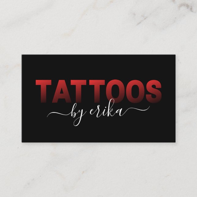Tattoos Tattoo Artist Red Typografy Social Media Visitenkarte (Vorderseite)