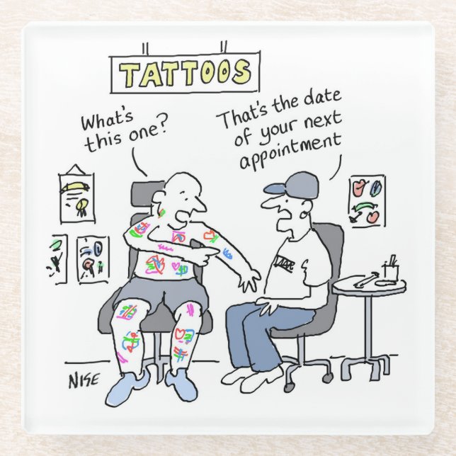 Tattoos Theme Funny Tattooist Glasuntersetzer (Vorderseite)