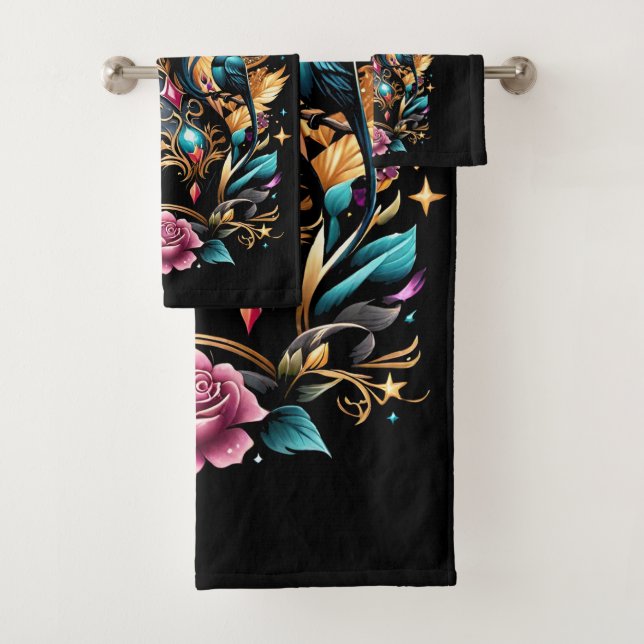 Tattoos und Rose 2 Badhandtuch Set (Insitu)