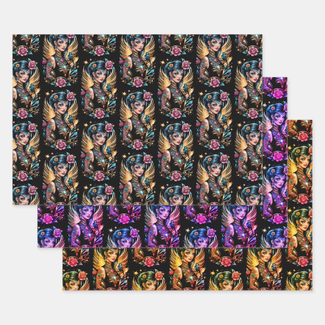Tattoos und Rose 2 Geschenkpapier Set (Set)