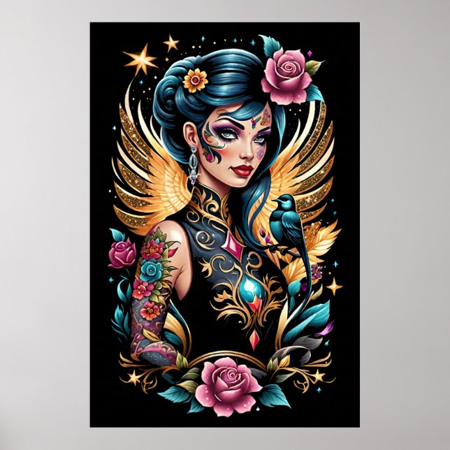 Tattoos und Rose 2 Poster (Vorne)