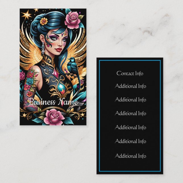 Tattoos und Rose 2 Visitenkarte (Vorne/Hinten)