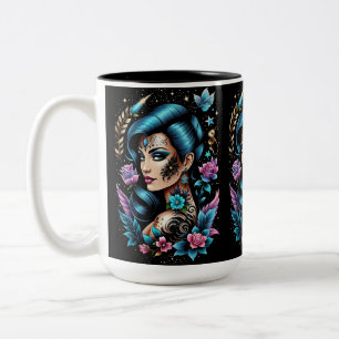 Tattoos und Rose Zweifarbige Tasse