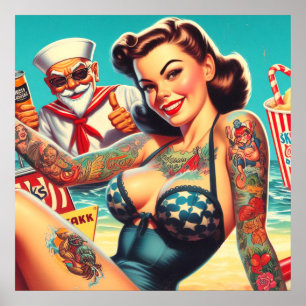 Tattoot Beach Button-up Poster