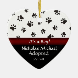 Tatzen-Druck-Adoptions-Mitteilungs-Andenken Keramikornament